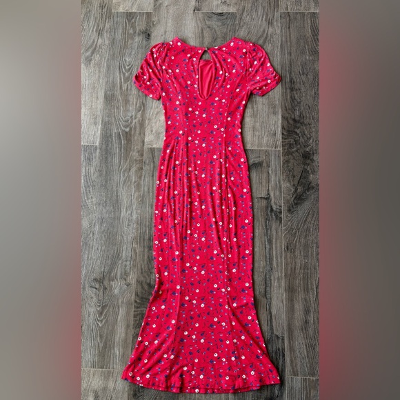 Free People Women’s XS Caroline Coral Red Floral Print Midi Dress - Picture 10 of 14